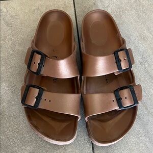 Birkenstock Brown Sandals with Black Buckles
